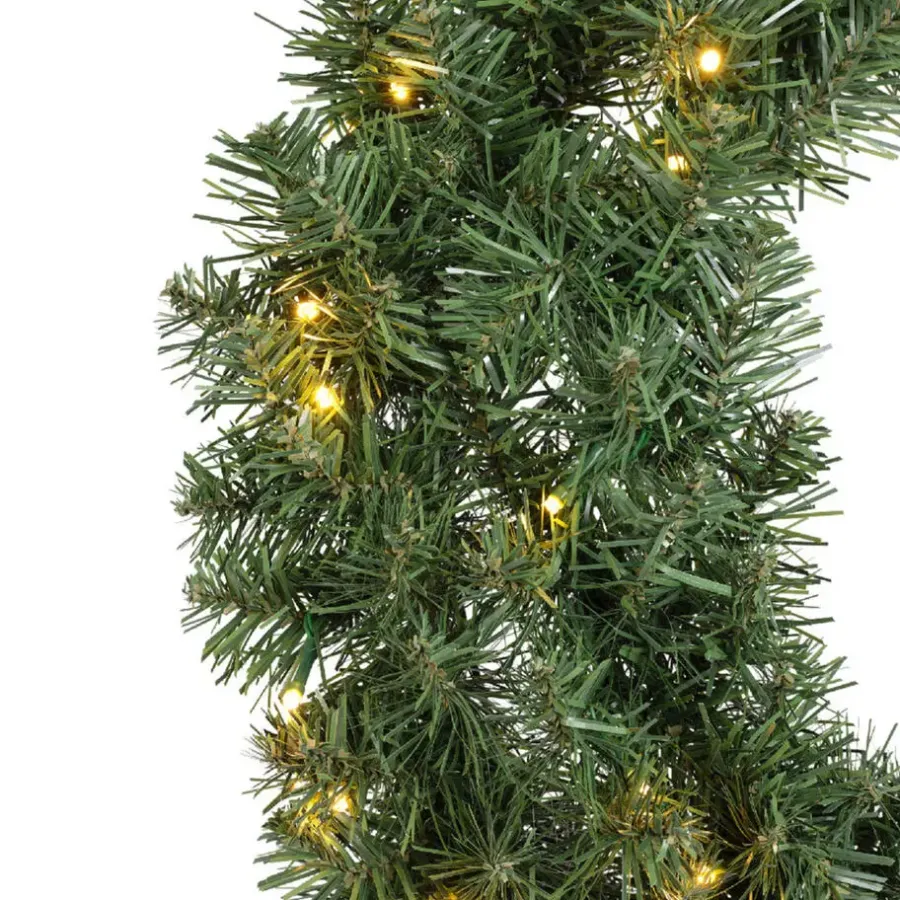 Decoris Kerstkrans - groen - warm verlichting - timer - 60 cm