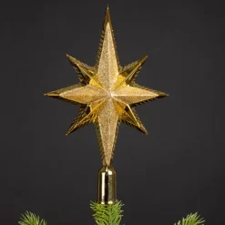 Decoris kerstpiek ster - goud - kunststof - 25,5 cm