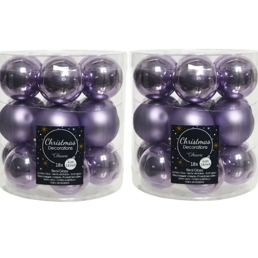 Kerstballen-Decoris Kleine kerstballen - 18x - lila paars - D4 cm - glas