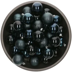 Kerstballen-Decoris kunststof kerstballen - 25x stuks - 8 cm -donkerblauw