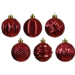 Kerstballen|Kerstdecoratie-Decoris kunststof kerstballen luxe- 12x- 8 cm -rood