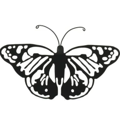 Decoris muurvlinder - tuindecoratie - zwart - metaal - 17 x 12 cm