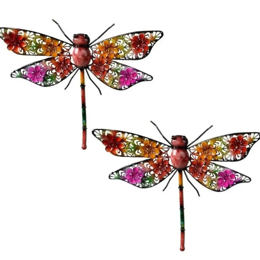 Tuindecoratie-Decoris Tuindecoratie - libelle - metaal - 27 x 33 cm