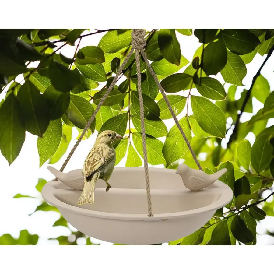 Decoris Vogelbad - bamboe hout - beige - drinkschaal - 27 cm