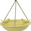 Tuindecoratie-Decoris Vogelbad - bamboe hout - geel - drinkschaal - 27 cm