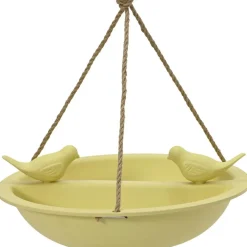 Tuindecoratie-Decoris Vogelbad - bamboe hout - geel - drinkschaal - 27 cm