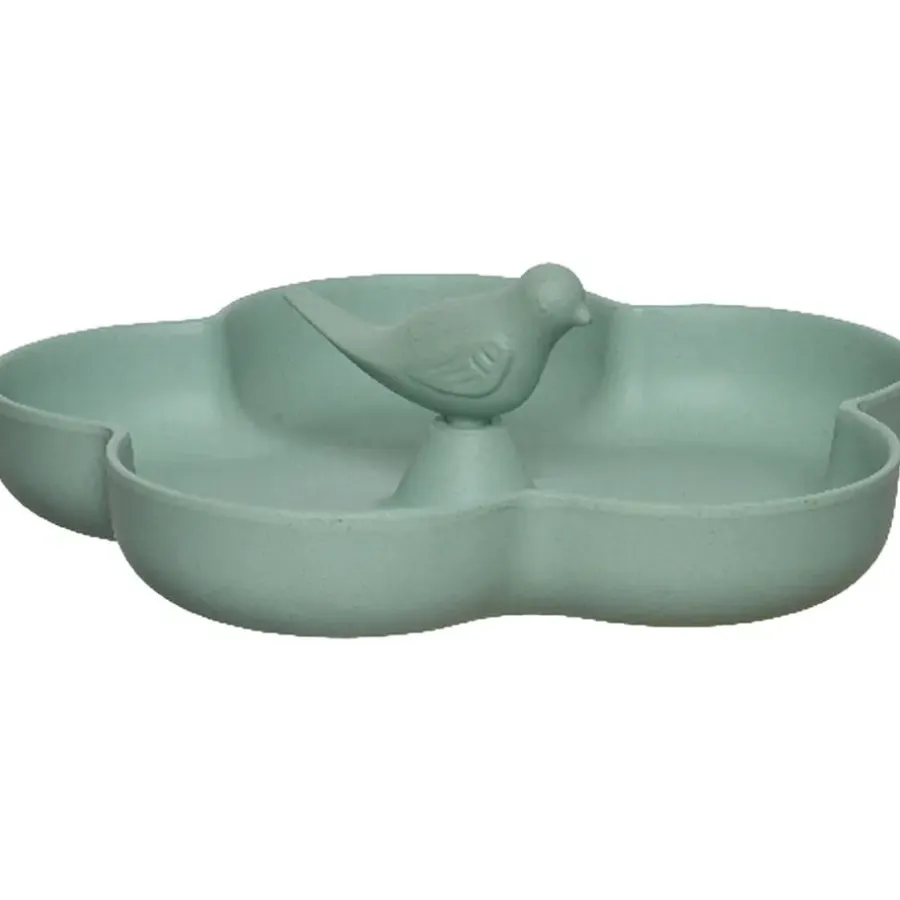 Tuindecoratie-Decoris Vogelbad - turquoise - bamboe - 23 cm - drinkschaal