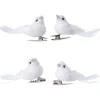 Decoris vogeltjes - 4x stuks - wit - kunststof - 5 cm - op clip