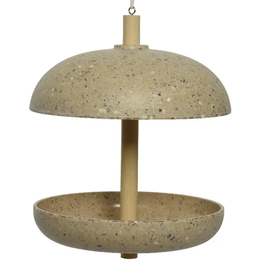 Tuindecoratie-Decoris Vogelvoedersilo - hangend - bamboe - lichtbruin - 25 cm