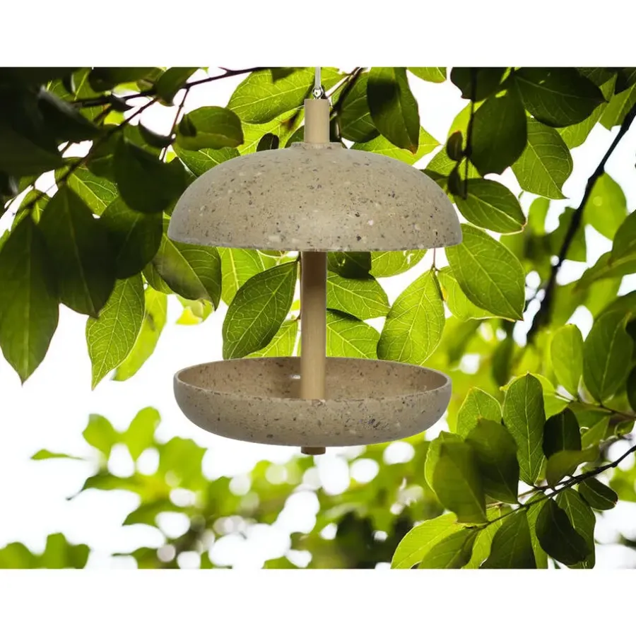 Tuindecoratie-Decoris Vogelvoedersilo - hangend - bamboe - lichtbruin - 25 cm