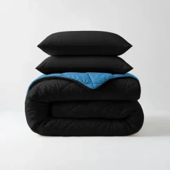 Dekbedden-Sleeptime Dekbed zonder Overtrek Diamond 240x200 – Met Kussenslopen– Wasbaar – Zwart/Blauw