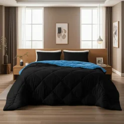 Dekbedden-Sleeptime Dekbed zonder Overtrek Diamond 240x200 – Met Kussenslopen– Wasbaar – Zwart/Blauw