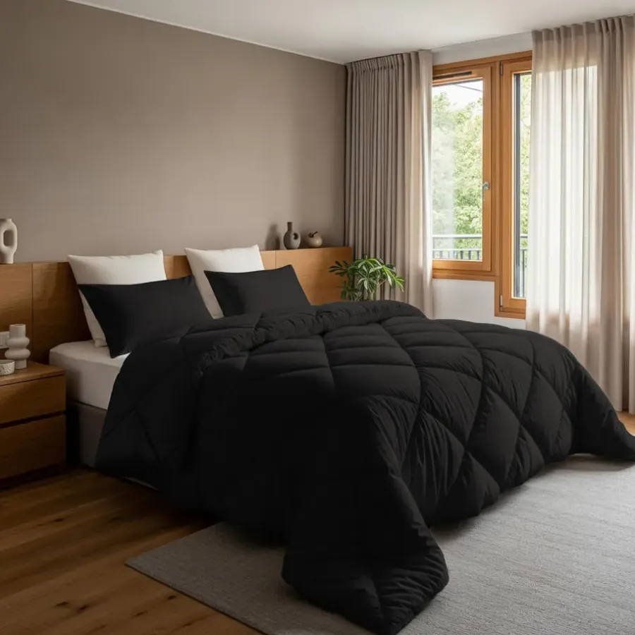 Sleeptime Dekbed zonder Overtrek Diamond 240x200 – Incl. Kussenslopen – Wasbaar – Zwart