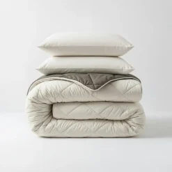 Dekbedden-Sleeptime Dekbed zonder Overtrek Diamond 240x200 – Met Kussenslopen – Wasbaar – Crème/Kaki