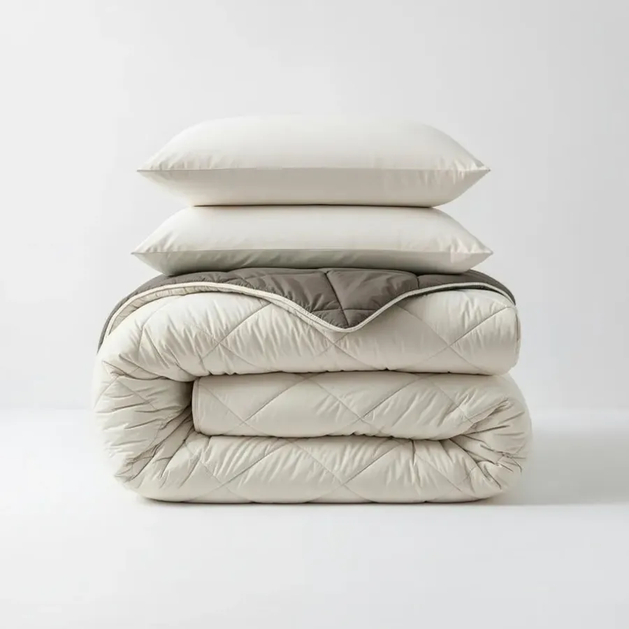 Sleeptime Dekbed zonder Overtrek Diamond 200x200 – Met Kussenslopen – Wasbaar – Crème/Kaki