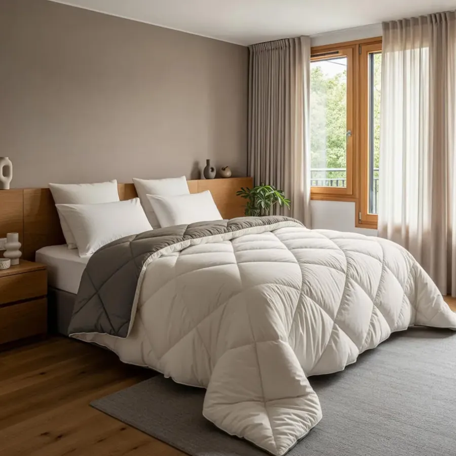 Sleeptime Dekbed zonder Overtrek Diamond 200x200 – Met Kussenslopen – Wasbaar – Crème/Kaki