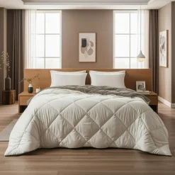 Dekbedden-Sleeptime Dekbed zonder Overtrek Diamond 200x200 – Incl. Kussenslopen – Wasbaar – Kaki