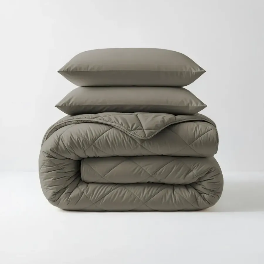 Dekbedden-Sleeptime Dekbed zonder Overtrek Diamond 240x200 – Incl. Kussenslopen – Wasbaar – Kaki