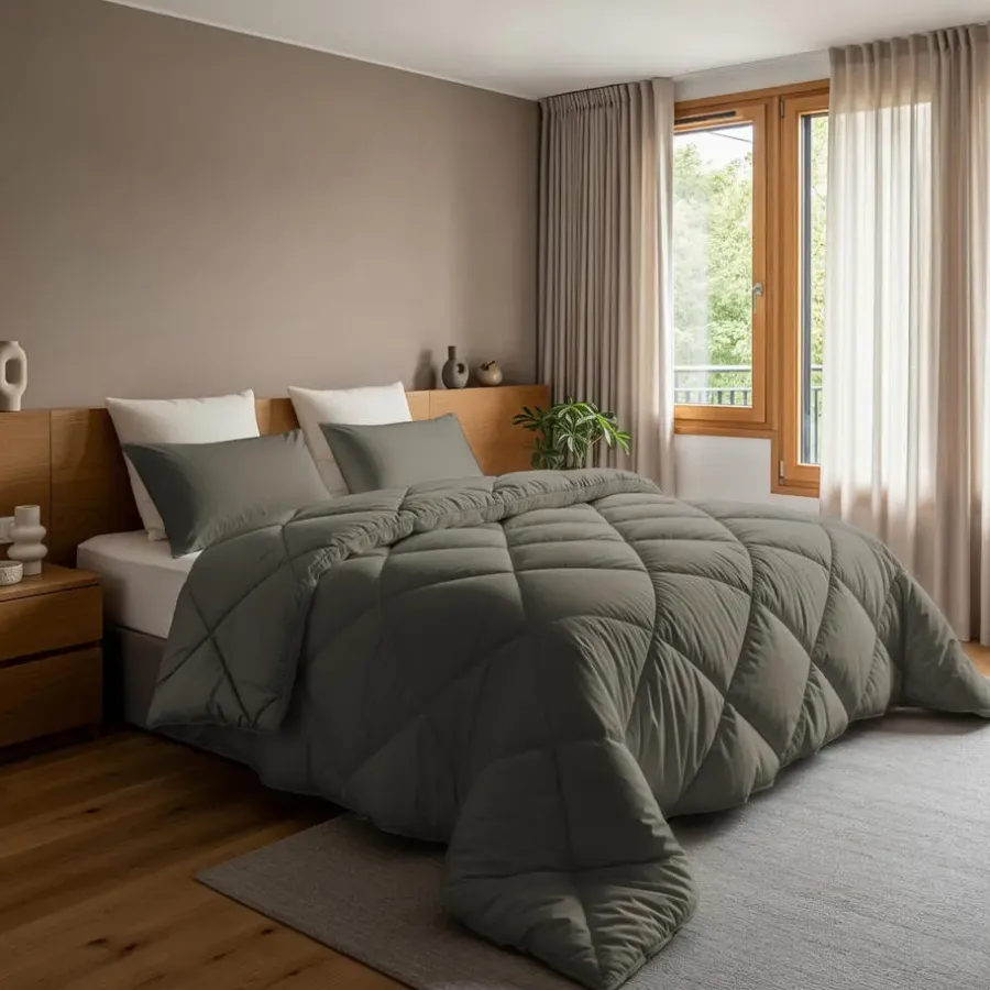 Dekbedden-Sleeptime Dekbed zonder Overtrek Diamond 240x200 – Incl. Kussenslopen – Wasbaar – Kaki