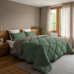 Sleeptime Dekbed zonder Overtrek Diamond 200x200 – Met Kussenslopen – Wasbaar – Groen/Kaki