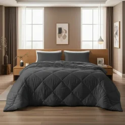 Dekbedden-Sleeptime Dekbed zonder Overtrek Diamond 140x200 – Met Kussenslopen – Wasbaar – Antraciet