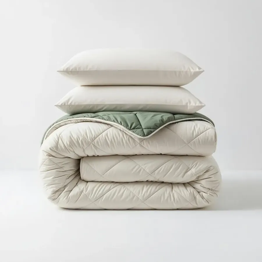Sleeptime Dekbed zonder Overtrek Diamond 200x200 – Met Kussenslopen– Wasbaar – Crème/Groen