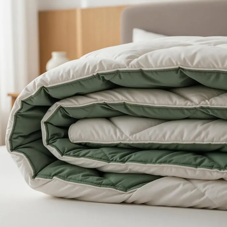 Sleeptime Dekbed zonder Overtrek Diamond 200x200 – Met Kussenslopen– Wasbaar – Crème/Groen