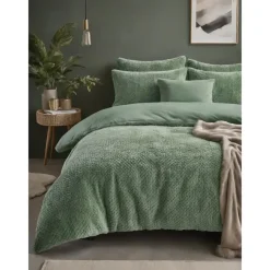 Dekbedovertrekken|1-Persoons Dekbedovertrekken-Sleeptime Dekbedovertrek Fur Teddy 140x220 – Fluweelzacht & Knus Design – Groen