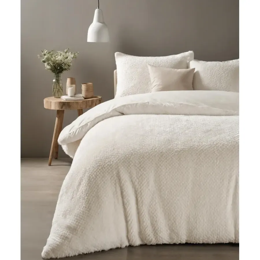 Sleeptime Dekbedovertrek Fur Teddy 240x220 – Fluweelzacht & Knus Design – Beige