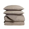 Sleeptime Dekbedovertrek Japandi 240x220 – Flanel Fleece – Zacht & Warm – Taupe