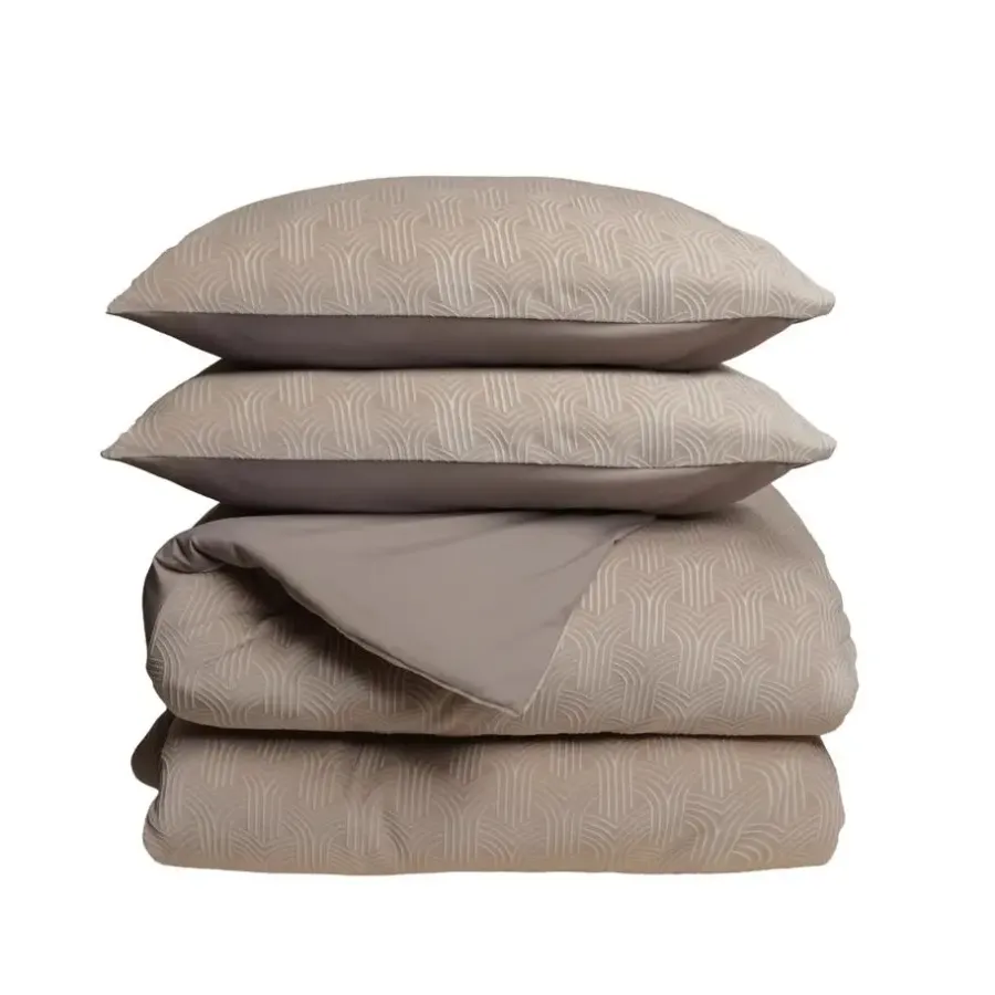 Sleeptime Dekbedovertrek Japandi 240x220 – Flanel Fleece – Zacht & Warm – Taupe