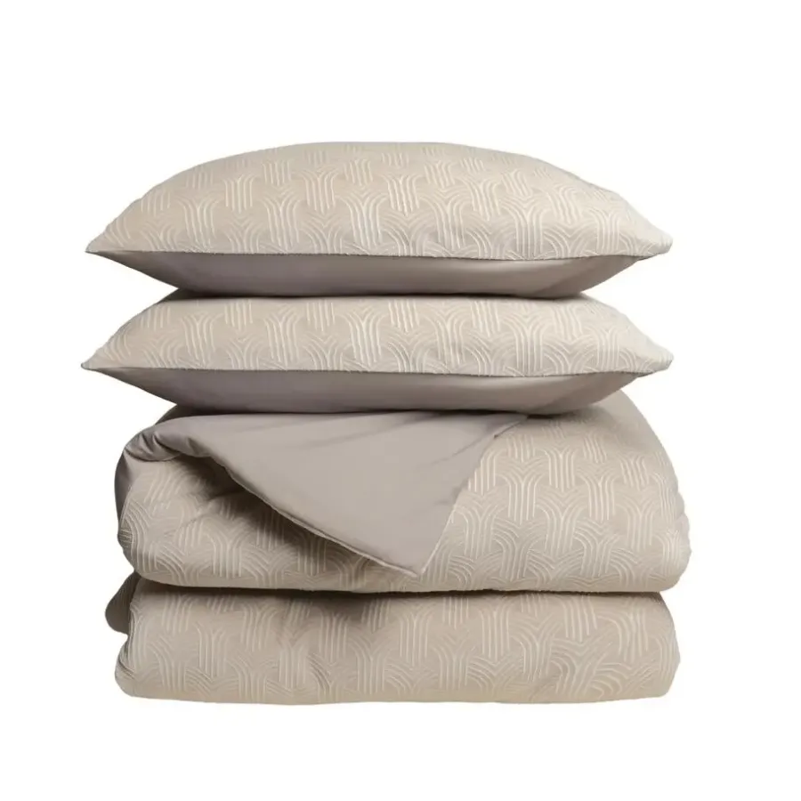 2-Persoons Dekbedovertrekken-Sleeptime Dekbedovertrek Japandi 200x220 – Flanel Fleece – Zacht & Warm – Beige