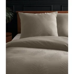Sleeptime Dekbedovertrek Leaves 240x220 – Fluweelzacht Uni Design – Taupe