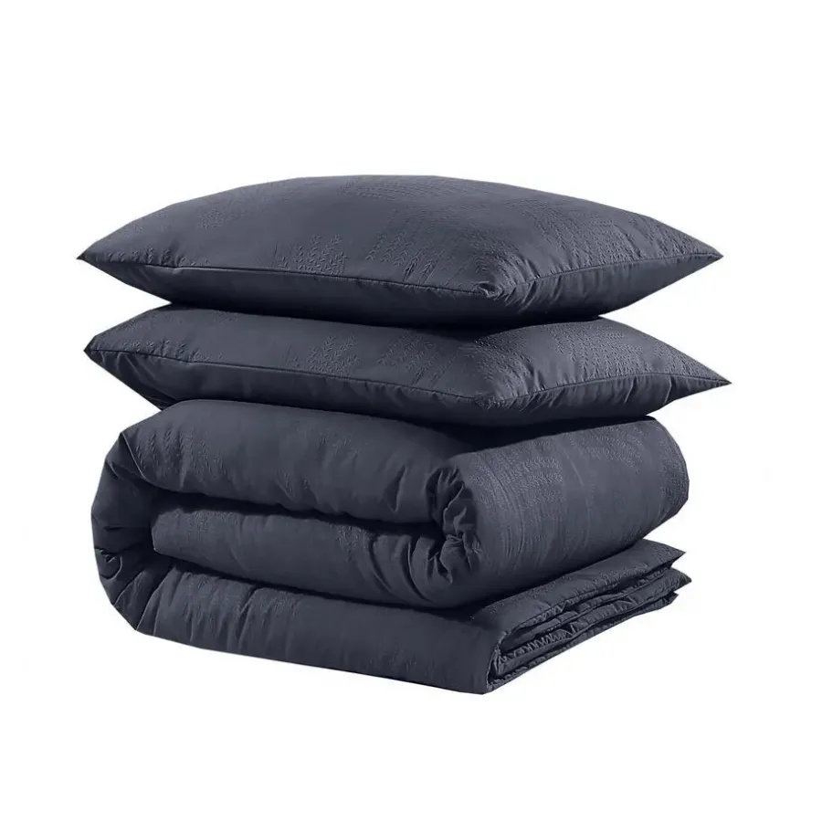Dekbedovertrekken|2-Persoons Dekbedovertrekken-Sleeptime Dekbedovertrek Leaves 200x200 – Fluweelzacht Uni Design – Antraciet