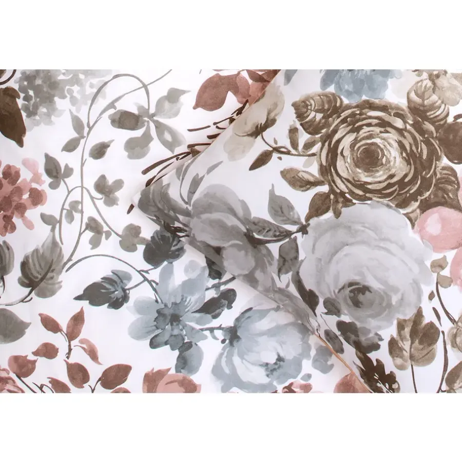 Leen Bakker Dekbedovertrek Nova bloemen - wit/roze - 240x200/220 cm