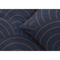 2-Persoons Dekbedovertrekken-Leen Bakker Dekbedovertrek Sendai grafisch - blauw/caramel - 200x200/220 cm