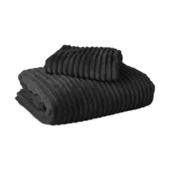 Sleeptime Dekbedovertrek Teddy Rib 240x220 – Fluweelzacht & Knus Design - Zwart