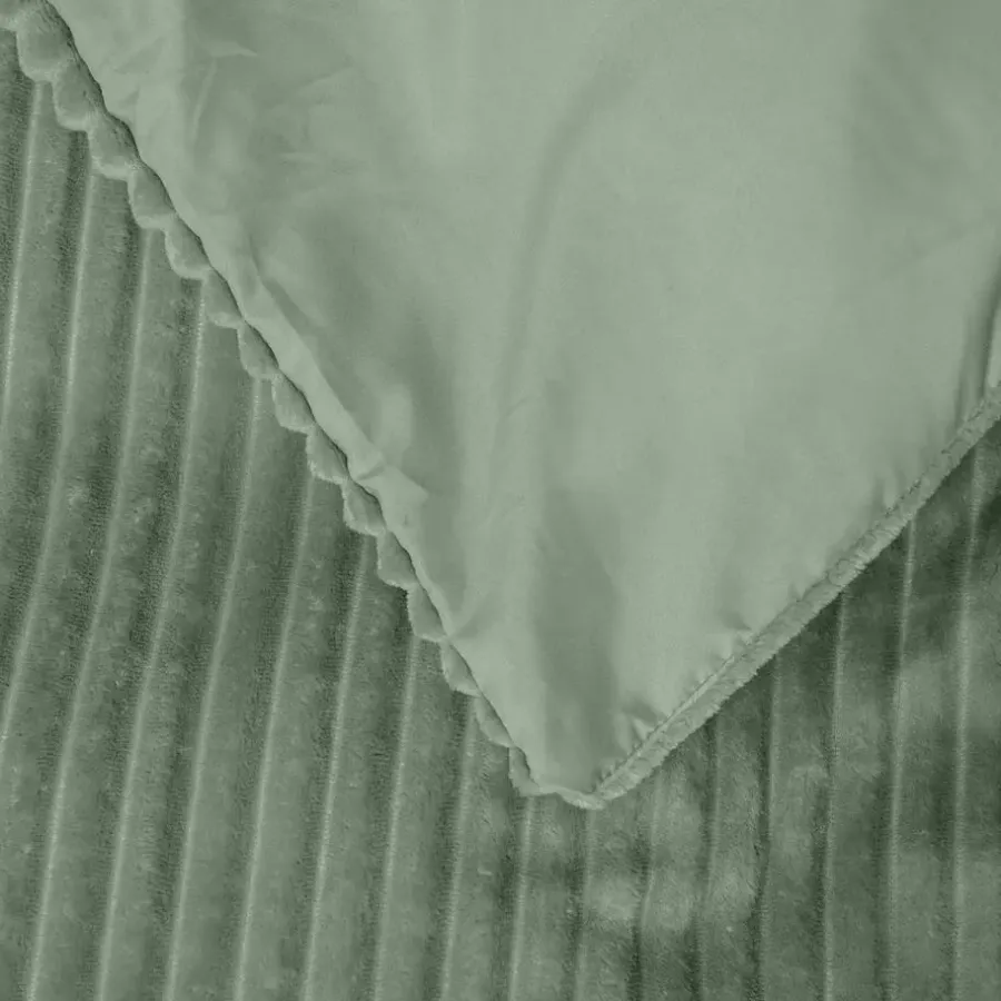 1-Persoons Dekbedovertrekken-Sleeptime Dekbedovertrek Teddy Rib 140x220 – Fluweelzacht & Knus Design - Groen