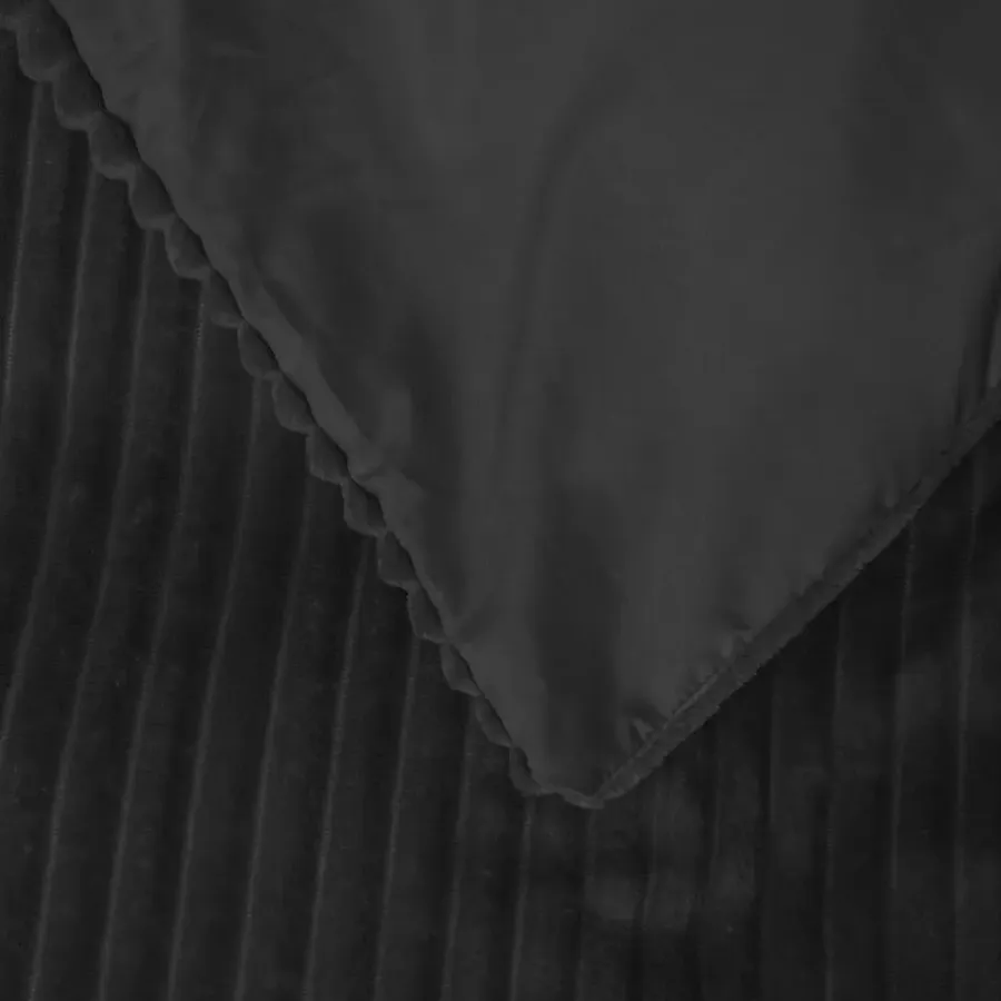 Sleeptime Dekbedovertrek Teddy Rib 140x220 – Fluweelzacht & Knus Design - Zwart