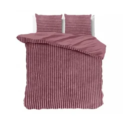 Sleeptime Dekbedovertrek Teddy Rib 240x220 – Fluweelzacht & Knus Design - Roze