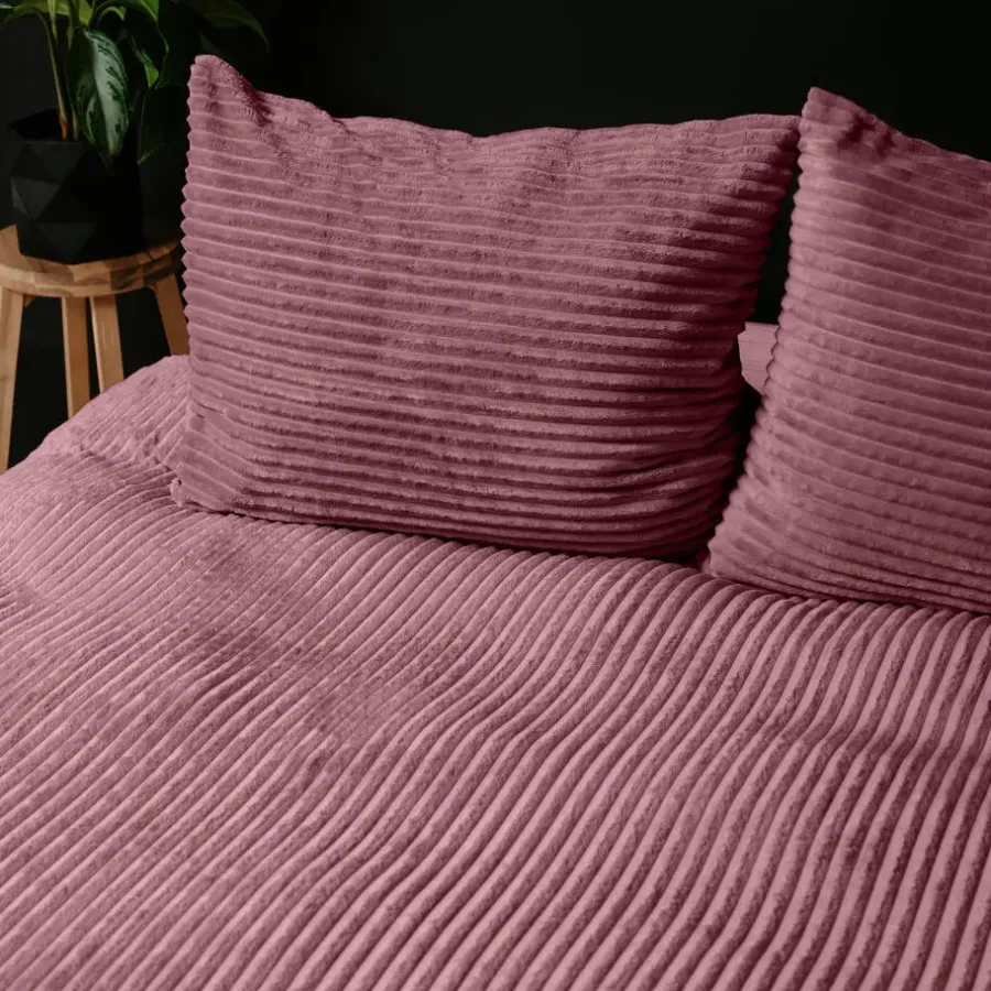 Sleeptime Dekbedovertrek Teddy Rib 240x220 – Fluweelzacht & Knus Design - Roze