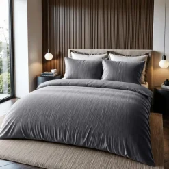 Dekbedovertrekken|Lits-Jumeaux Dekbedovertrekken-Sleeptime Dekbedovertrek Velvet Cartier 240x220 – Fluweelzacht Uni Design – Antraciet