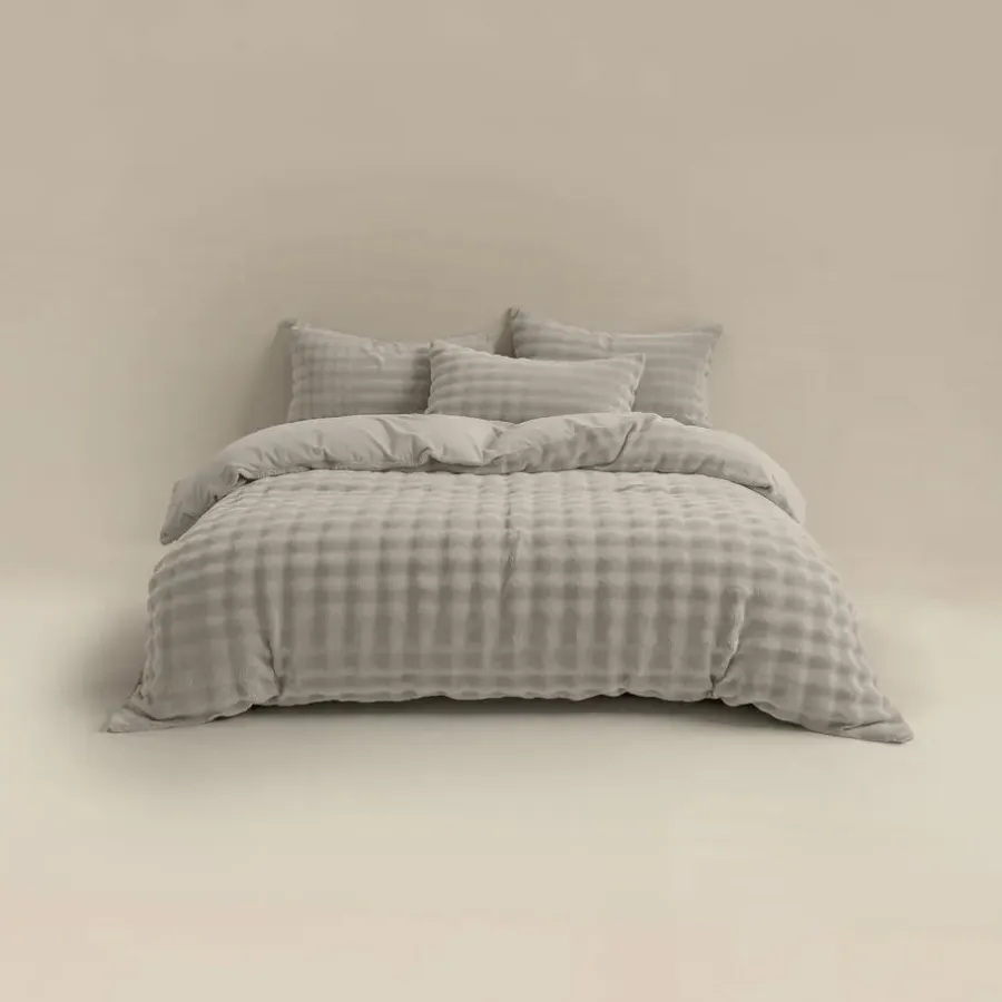 Sleeptime Dekbedovertrek 240x220 – Pompom Design & Warm Flanel Fleece - Beige