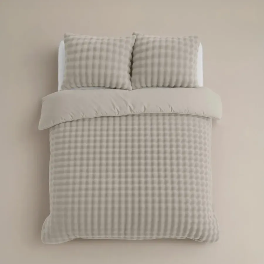 Sleeptime Dekbedovertrek 240x220 – Pompom Design & Warm Flanel Fleece - Beige