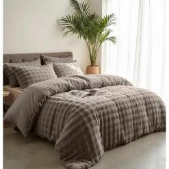 Sleeptime Dekbedovertrek 140x220 – Pompom Design & Warm Flanel Fleece - Taupe