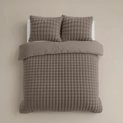 Sleeptime Dekbedovertrek 140x220 – Pompom Design & Warm Flanel Fleece - Taupe