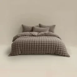 Sleeptime Dekbedovertrek 140x220 – Pompom Design & Warm Flanel Fleece - Taupe