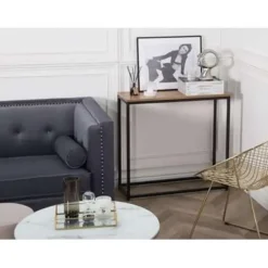 Sidetables-Beliani DELANO - Consoletafel - Donkere houtkleur - MDF