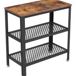 Parya Home Deluxe Bijzettafel - Met 2 Roosters -Vintage - Industrieel -Bruin