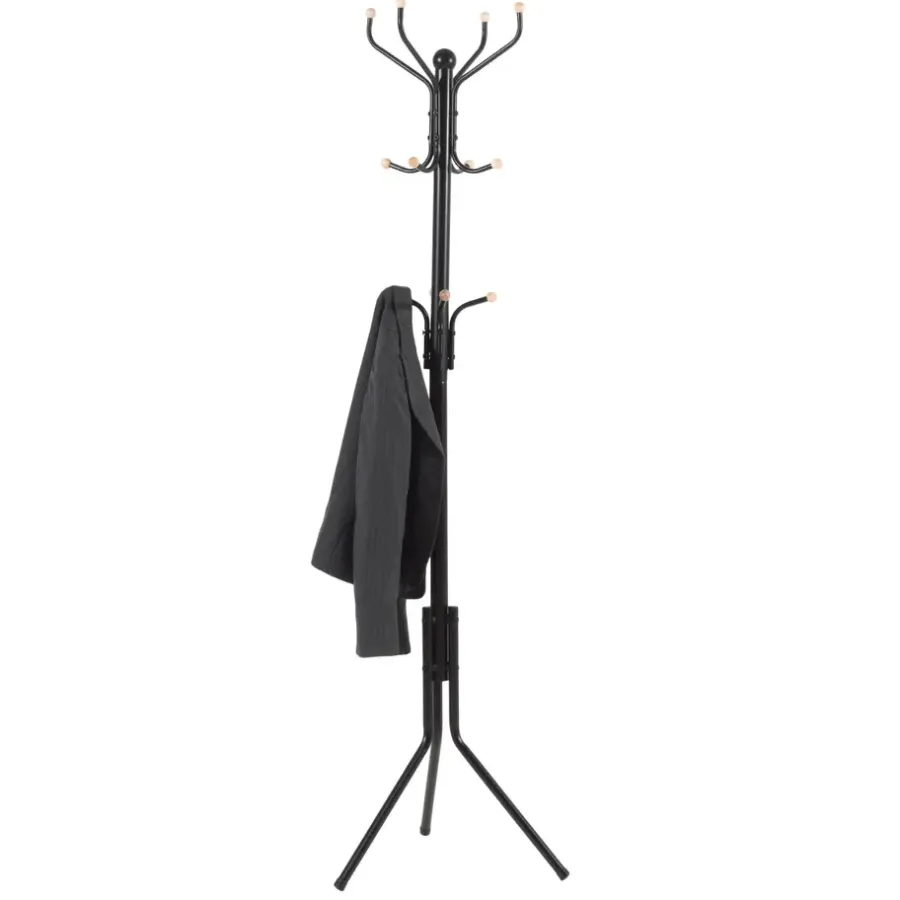Kapstokken-ACAZA Design Kapstok - 12 Haken - Staande kapstok - 182 cm - Zwart